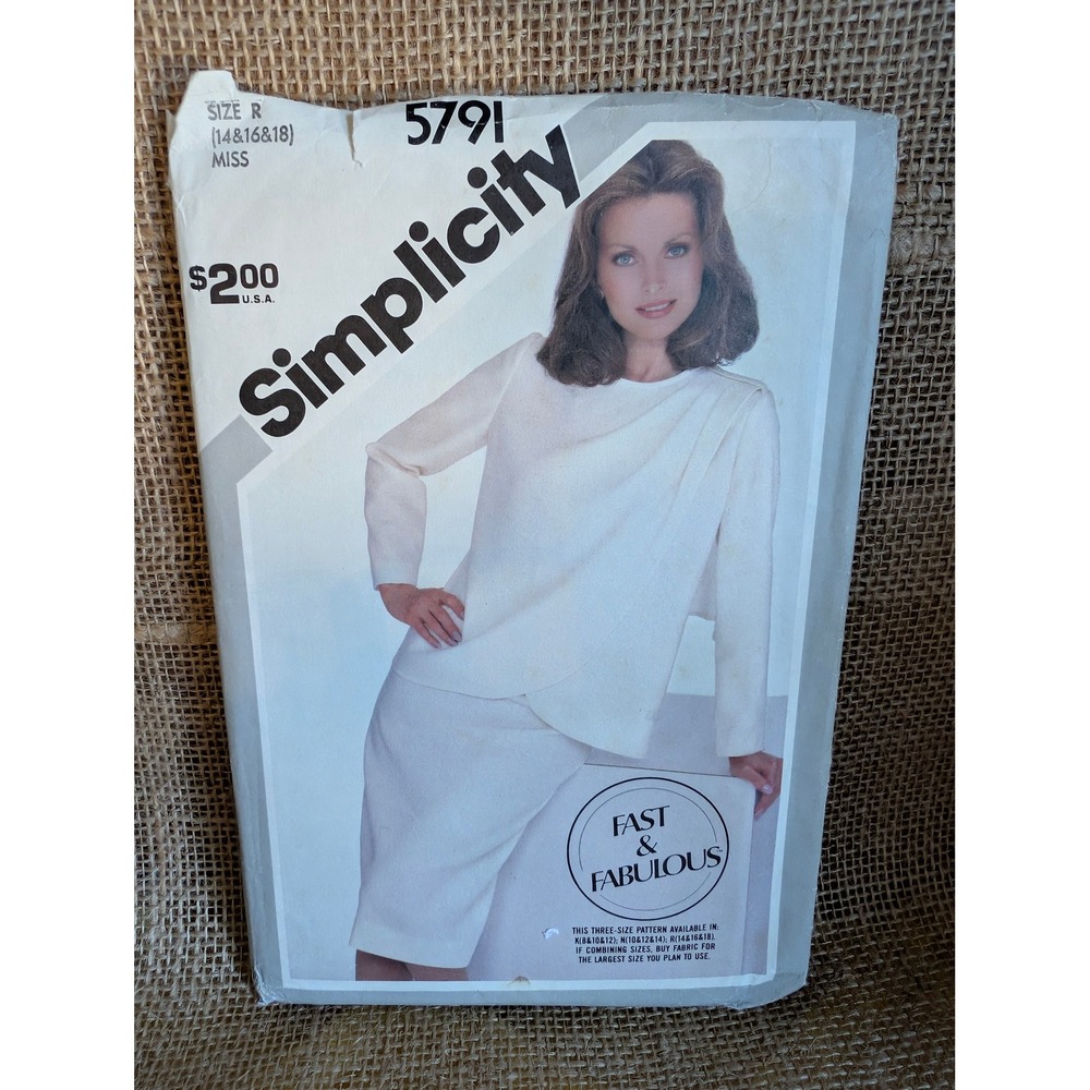 Vintage Simplicity 5791 Sewing Pattern Misses Skirt Wrap Jacket Size 14-18